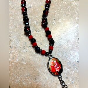 Red and Black Beaded Necklace